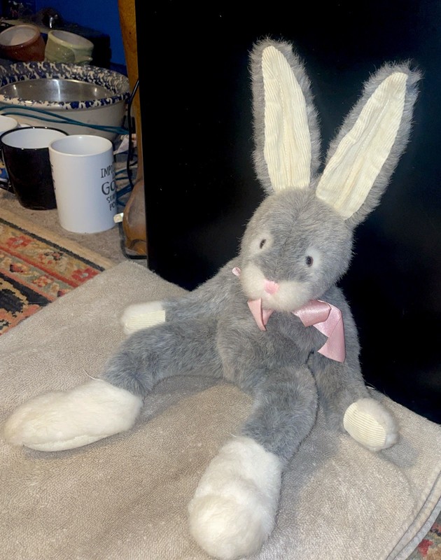 Russ Berrie Sundance Easter Bunny Rabbit Plush 13" Poseable Ears Gray White
