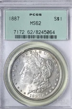 BU 1887 Morgan Silver Dollar PCGS MS62 OGH RZFA