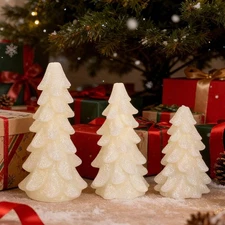 Christmas Tree Candles Set w/ Remote Timer Real Wax LED Flameless Candles Decor