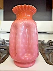 Fenton Glass Vase Pink Orange Overlay Bubble Vtg Excellent Condition 8"-Gorgeous