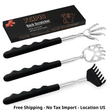 3 Pack Back Scratcher Metal Portable Telescoping with Rubber Handles, Extendable