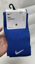 NIKE ACADEMY Blue Knee High Soccer Cushioned Sock LARGE W 6-10 M 6-8 Youth 5-7