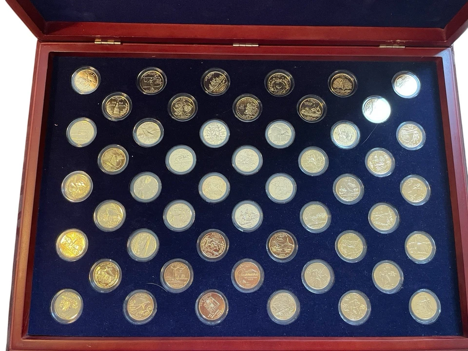 The Morgan Mint Statehood Quarter Dollars 24kt Gold Layered 1999-2008 With COA  - Image 2 of 3