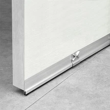 Aluminum Door Draft Stopper 36" Metal Bottom Seal Strip Noise Blocker with Ru