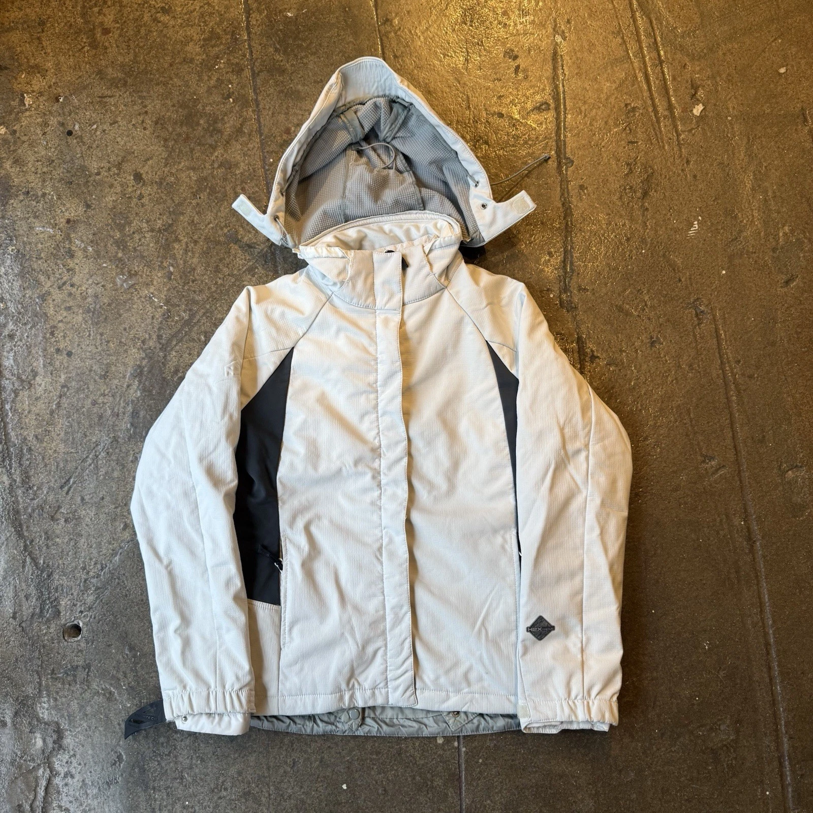 Stormtech Ski Jacket White/Black Colorblock Hooded Zip Zipped Pockets Size S
