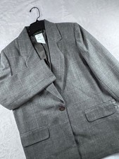 Harve Benard Gray Wool Viscose Blazer SIZE 12 Pockets Ukraine Vtg Office Core