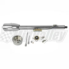 32" Steering Column Chrome Stainless Manual Floor Shift Tilt Ignition Key for GM