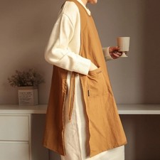 Waterproof Long Vest Apron with Pockets for Cooking Painting Nail Salon