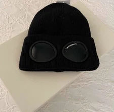 C.P Company Black Beanie with Googles for Men and Women Very Rare Brand New