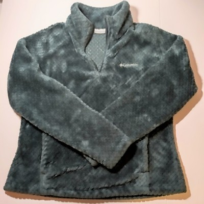 Columbia Womens Large Beech Forest Plush Fleece Half Zip Teal
