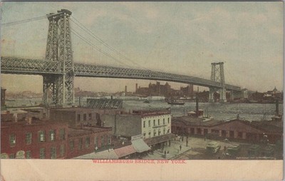 Williamsburg Bridge New York NY Lion Brewery East River Underhill 1904 Postcard
