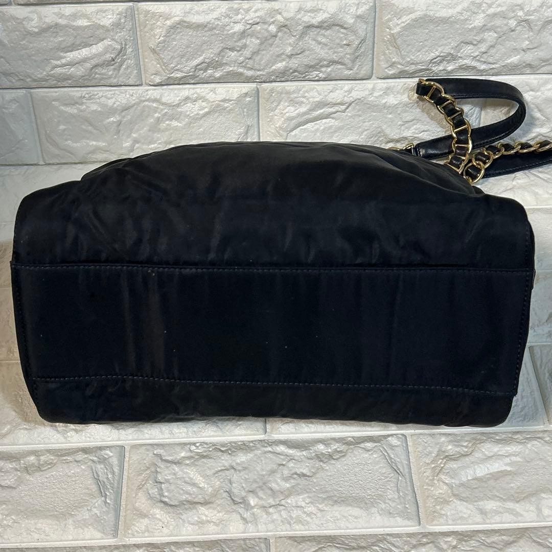 PRADA Chain Shoulder Bag Triangle Logo Nylon Navy thumbnail 13