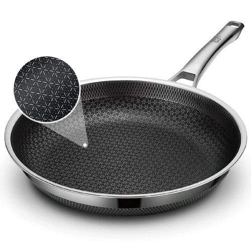 Frying Pan, 12 Inch Hybrid Non Stick Stainless Steel Skillets, Dishwasher Ind...