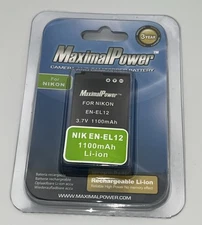 New Rechargeable Li-ion BATTERY for NIKON Camera EN-EL12 MaximalPower.