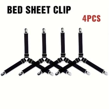 Adjustable 4PCS Bed Sheet Straps with Sturdy Strong Clips f Keeping Sheets Tidy