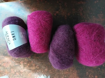 4 x  25g 'Alpaca Superlight'  Lang Yarns  2 FARBEN  Tuch stricken/häkeln