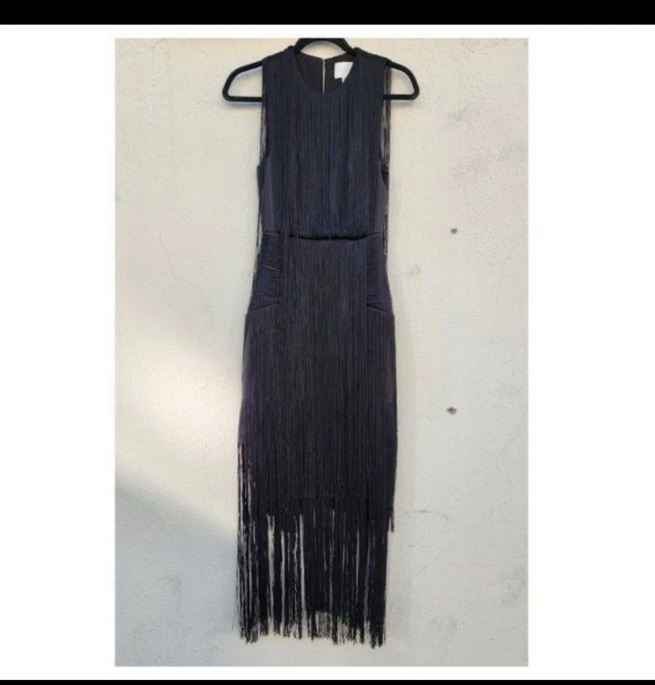 Vestido H&M Conscious Collection Exclusivo Negro Flecos Talla M (6-8) Foto 4 de 4