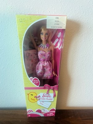 Cute 2009 Mattel #R6591 Barbie Easter Sweetie Doll NRFB Blonde W/ Stickers