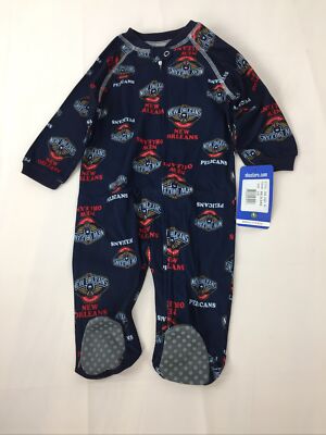 NBA Baby Boy's New Orleans Pelicans One Piece Pajama Cozy Blue Sz 3-6M