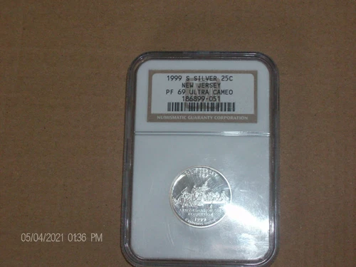 1999 S SILVER QUARTER NEW JERSEY NGC PF69 ULTRA CAMEO STATE QUARTER 