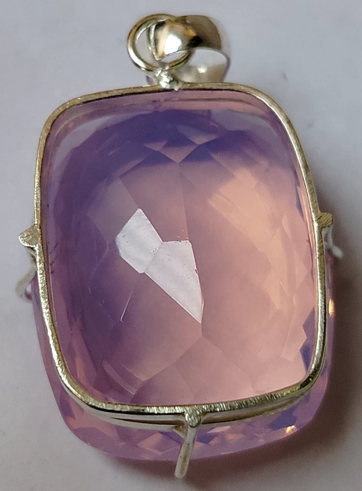 95.15 Large Ethiopian Natural Purple-Pink Opal 925 Silver Pendant Women for Gift - Image 4 of 4