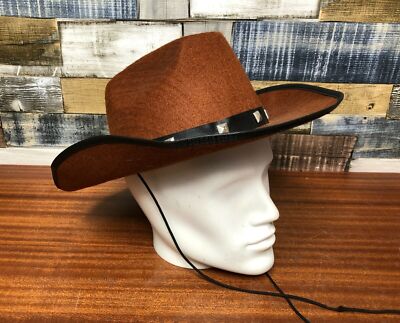 Leichter Stetson Hut braun ~ schwarzes Band mit Nieten ~ Schnürsenkel zum Binden ~ Verkleiden