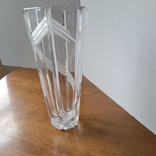 Vintage Mikasa Tall Heavy Groved Crystal Vase Yugoslavia - Picture 12 of 22