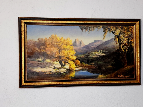Ray Renfroe (1918-1989) Western Painting Listed Artist Mountain Landscape Water - Picture 3 of 13