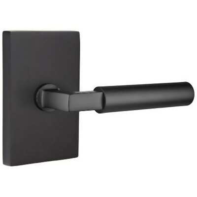 Emtek Hercules Right Handed Passage Door Lever Set Rectangular Rose, Flat Black