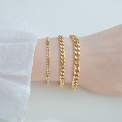 Men Stainless Steel Bracelet Punk Rock Chain Link Bracelets Wristband Jewelry -