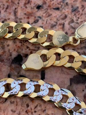 Catena Cubana Da Uomo Taglio Diamante 6mm Placcato Oro 14k - Foto 5