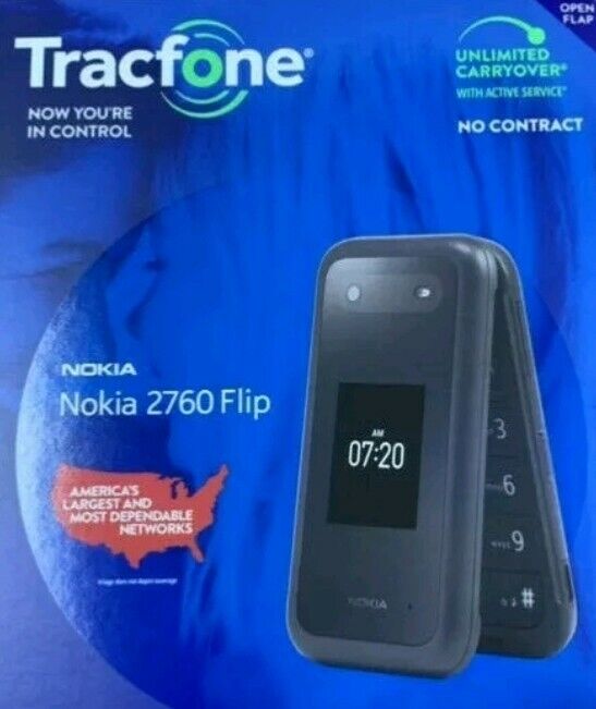 Brand New - TracFone - Nokia 2760 Flip Phone - 4GB - Black