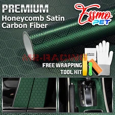 PET Honeycomb Carbon Fiber Satin Venom Green Hex Vehicle Vinyl Wrap Decal Sheet