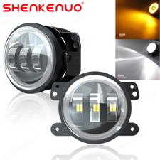 Pair 4 Inch Round Led Fog Light Driving Lamp Dual Color For Jeep Wrangler Jk Lj