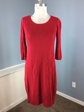 J Jill XS Red Sweater Dress Wool Blend stretch A Line 3/4 sleeve Excellent Work
