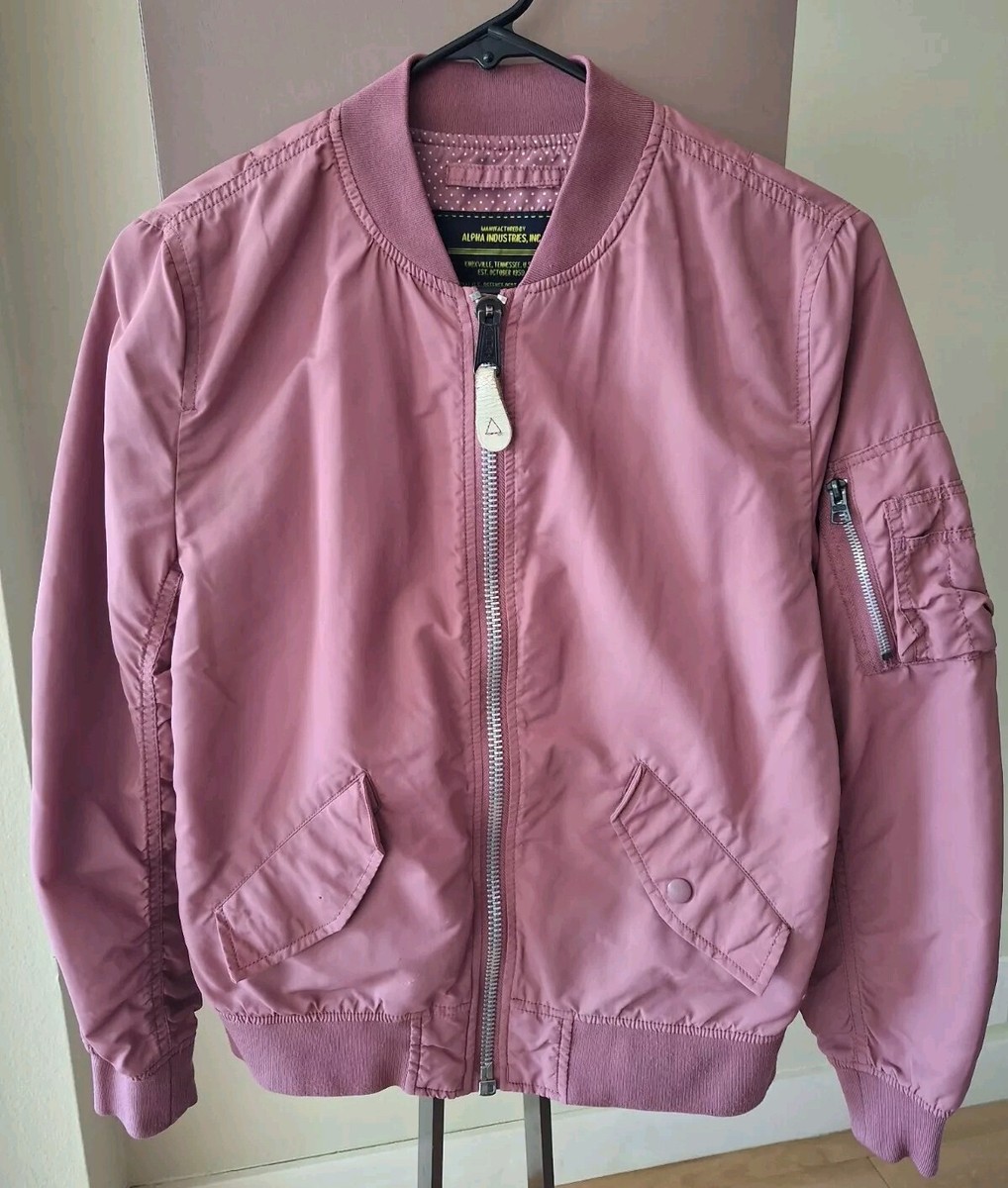 Alpha Industries Jacket Womens Xsmall Pink Full Zip Bomber Alpha Industries Jacket Womens Xsmall Pink Full Zip Bomber