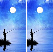 C119 Fishing Fisherman Cornhole Board Wrap LAMINATED Wraps Decals Vinyl Sticker