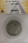 1877 .50   ANACS   G 4  1800's Half Dollar, Liberty Seated Half