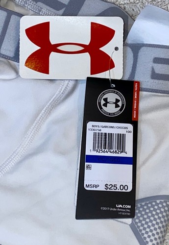 UNDER ARMOUR Heatgear Fitted White Grey Training Shorts Youth Boys XS S M L XL - Picture 9 of 10