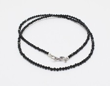 Natural Black Spinel Beaded Necklace, 2mm Black Spinel FACETED ROUND Necklace.