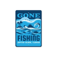 Gone Fishing Custom Aluminum Metal Sign