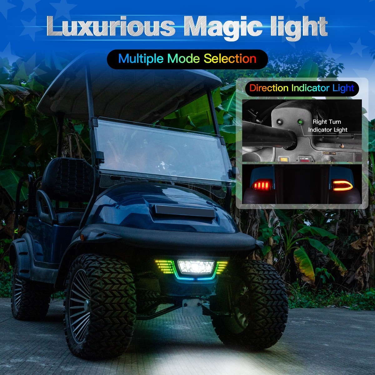 NOKINS Golf Cart Deluxe Plus LED Light Kit ,Fit Club Car Precedent Gas