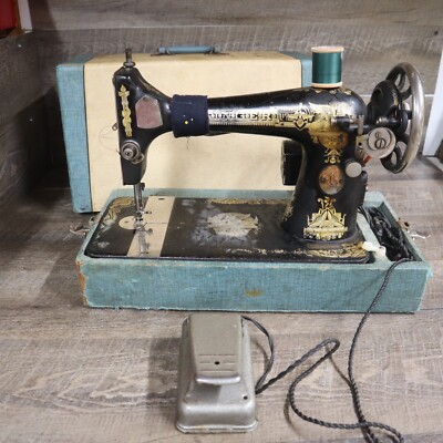 SINGER 製 ミシン ビンテージ ビンテージ20's○SINGERウッドケース付きミシン○220802i8