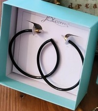 JBloom Design Fashion Trendy Jewelry Black Hoop Drop Dangle Earrings