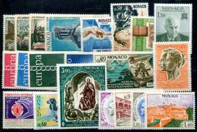 MONACO 1971 VINTAGE VERY COMPLETE 20 VALUES INCLUDING P.A. INTEGRAL RUBBER MNH**