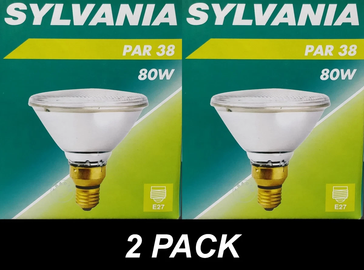 2 x 80W PAR38 Reflector Floodlight Light Globes Bulbs Lamps ES Hard Glass CLEAR