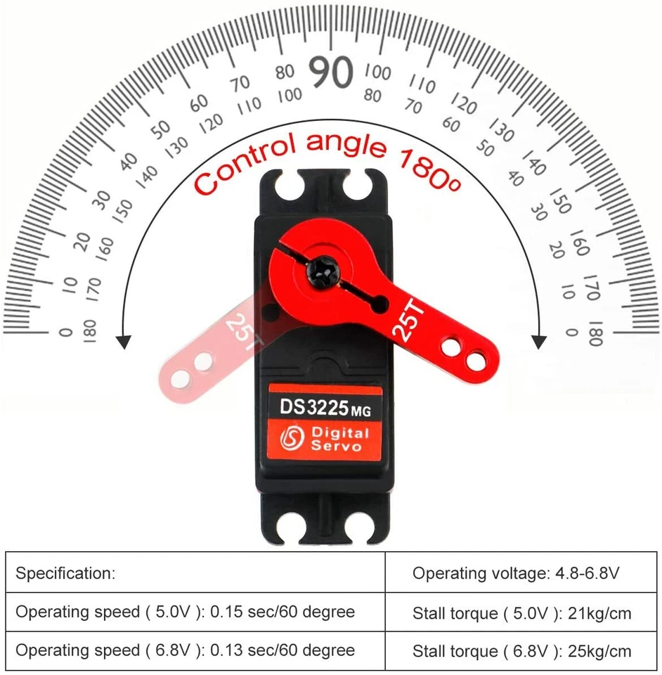 25KG Digital Servo High Torque DS3225 Metal Steering for RC Car Boat Waterproof - Image 4 of 4
