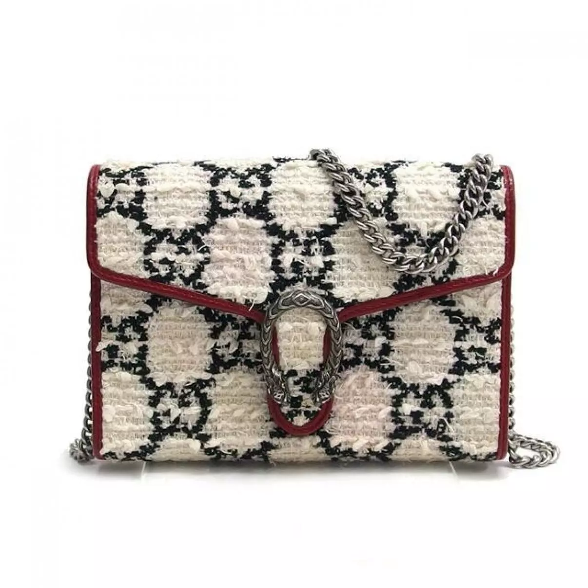 Sac bandoulière chaîne Gucci Duonissos tweed motif GG #005