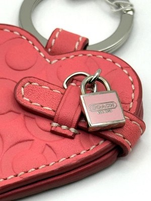 Coach Signature Leather Heart Photo Frame Y2K Key chain Fob 92900