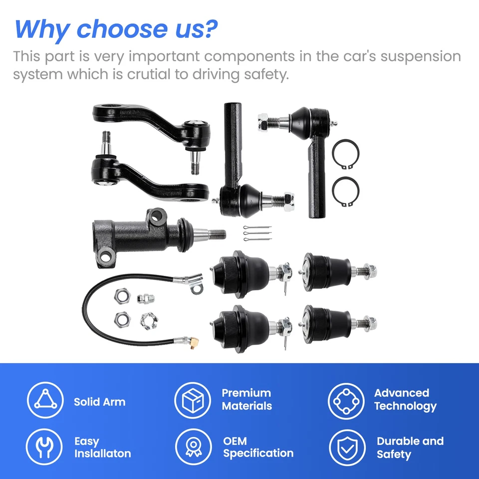 Front Ball Joint Pitman Arms Idler Arms Kit for GMC Sierra 2500 HD 3500 Classic - Image 4 of 4